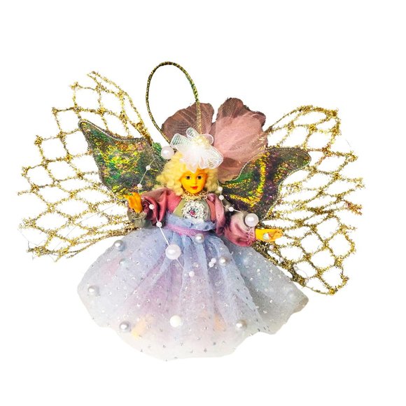 Handcrafted Upcycled Porcelain Doll Head Arms Legs Glammed Christmas Ornament - Picture 1 of 5